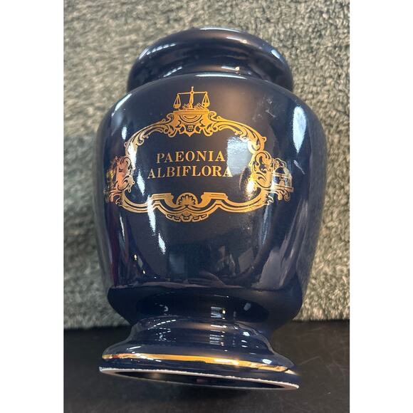 Apothecary Jar Dark Blue and Gold Eli Lilly Numbered Vintage - Picture 3 of 8